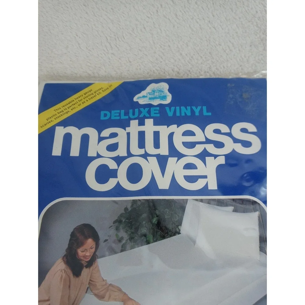Vintage Vinyl Mattress Cover Protector Full Size Fitted Waterproof NIP NOS Retro